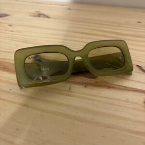 Reality Twiggy Womens Rectangular Sunglasses Sage Olive Green Full Rim Plastic